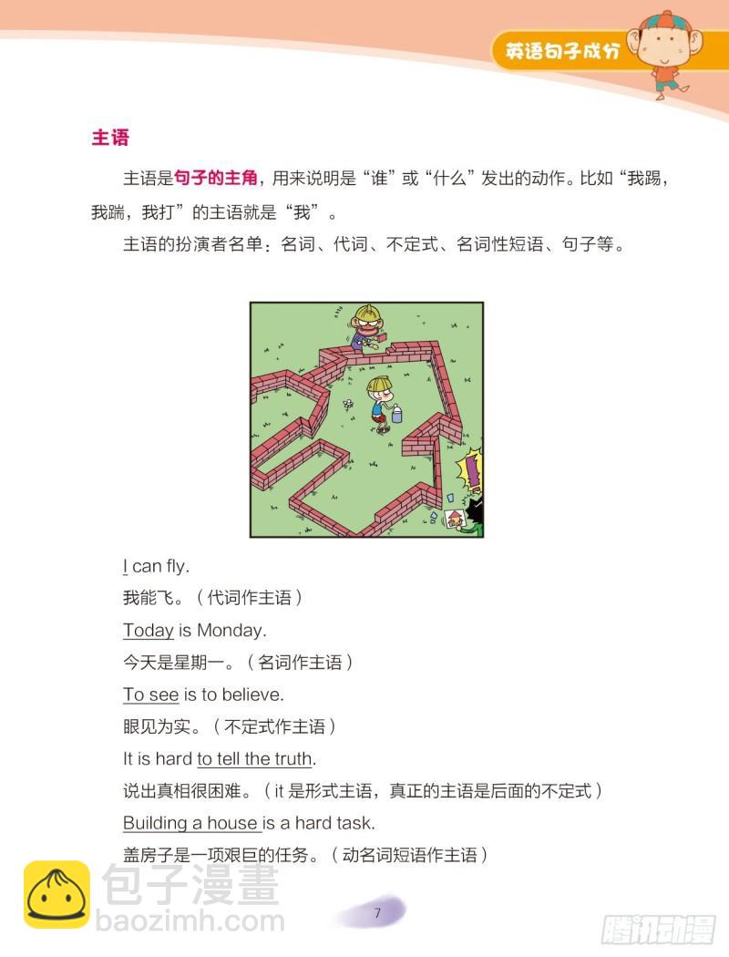《爆笑校园大课堂-漫话英语》43 英语句子成分（1） 第7页