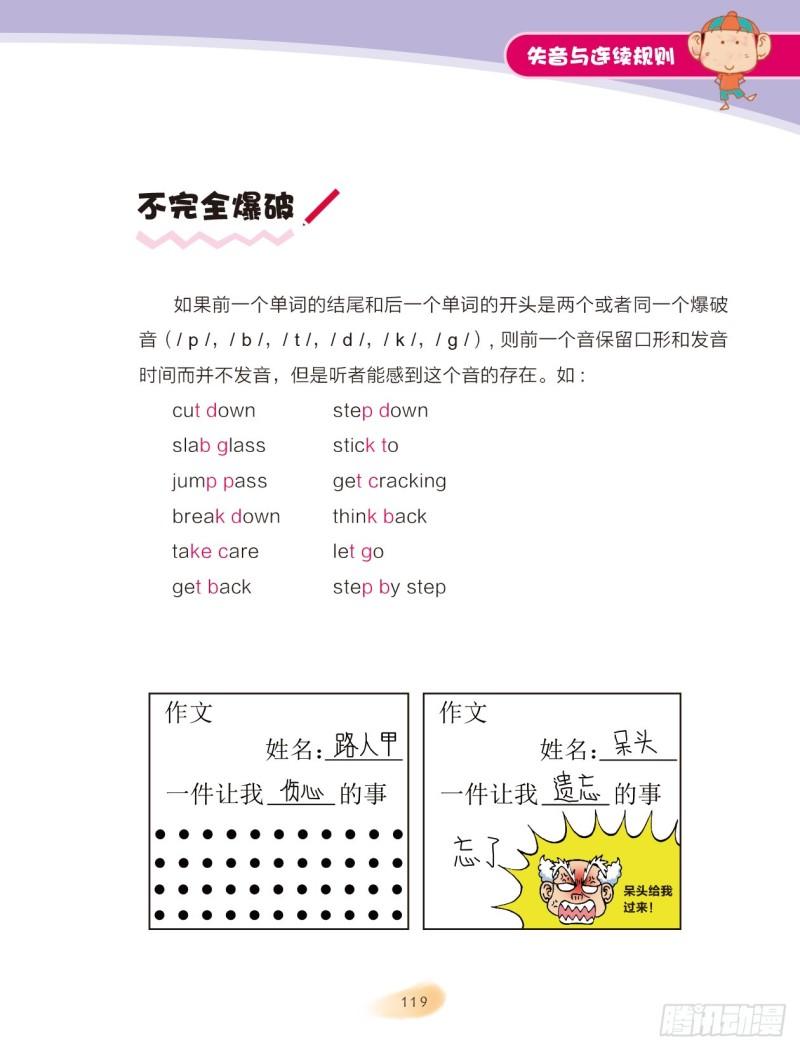 《爆笑校园大课堂-漫话英语》103 失音与不完全爆破 第5页